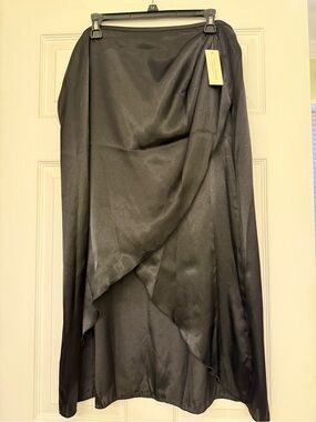 Asymmetrical Black Draped Midi Skirt - Tash + Sophie